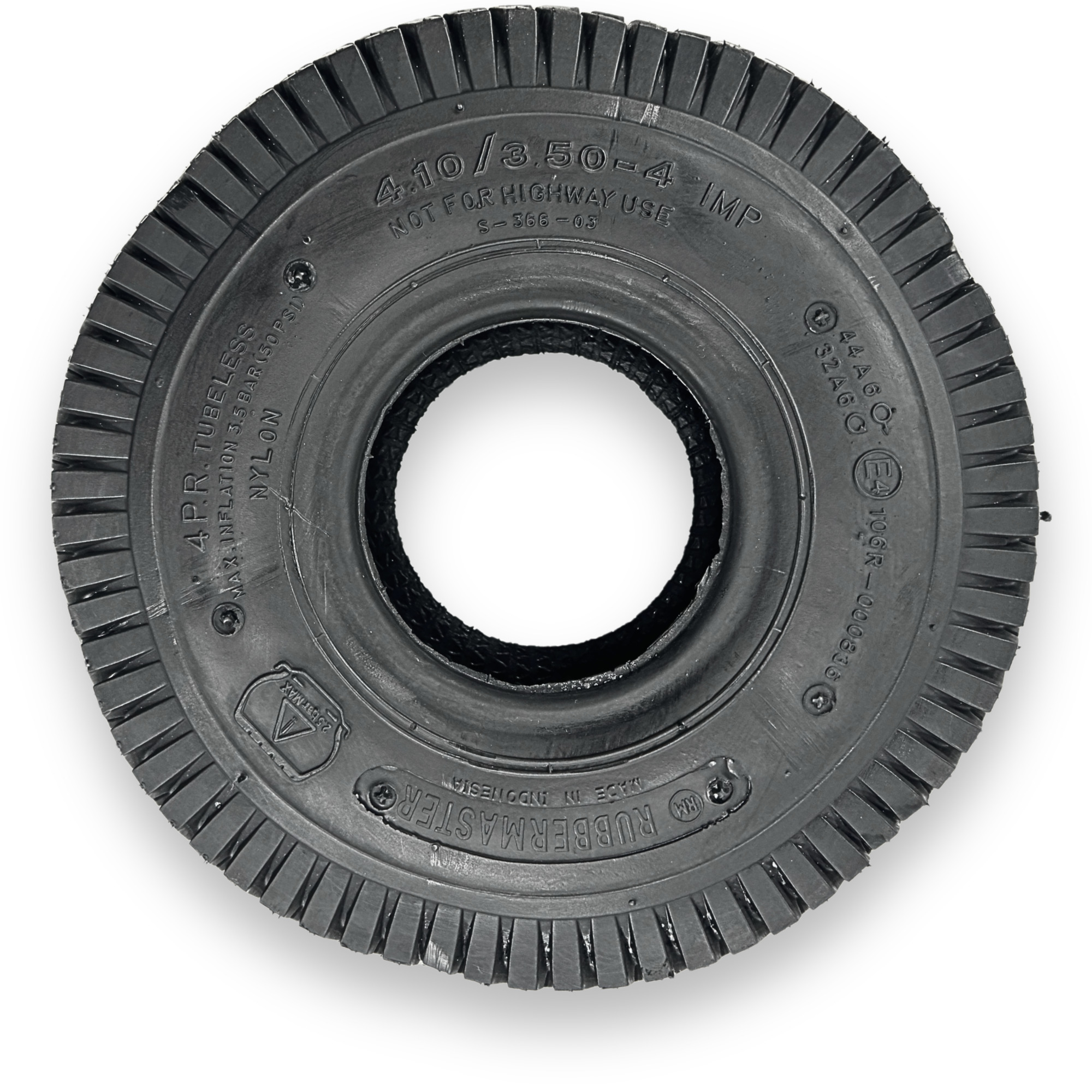 RubberMaster Deestone, Turf 4 Ply Utility Tire 4.10/3.50-4 Tire Diameter 10.83 in, Model# 450025